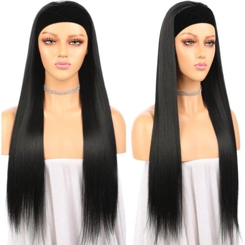 Straight Long Synthetic Headband Wig For Black Women Natural Heat Futura Hair Machine Made Headband Wig With Baby Hair