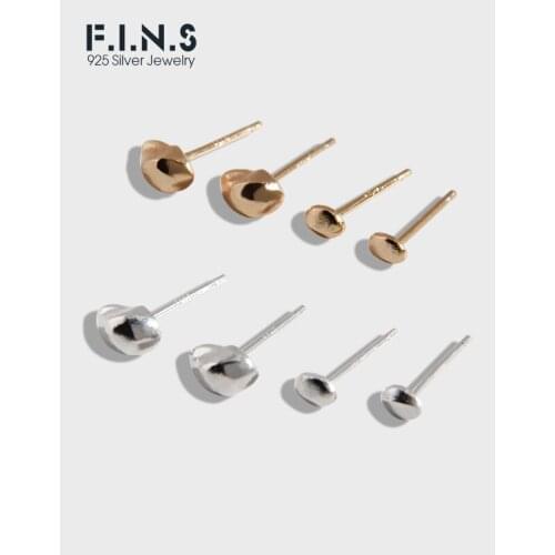 F.I.N.S Minimalist Versatile Stone Shape S925 Sterling Silver Earrings Studs Small Solid Silver Stackable Earrings Anti-Allergy