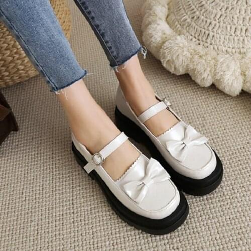 Sianie Tianie Lolita Japanese Style Party Cosplay Girls Shoes Butterfly-Knot Thick Sole Platform Flats Mary Janes Dance Shoes