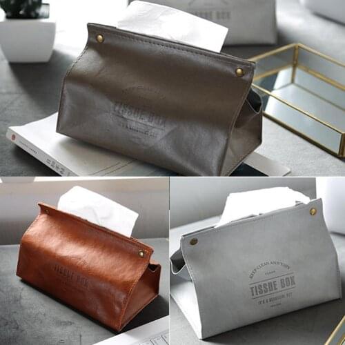 Folding Leather Tissue Storage Box Practical Durable Holder Container Multi-functional Napkin Desktop Pumping Paper G9U5