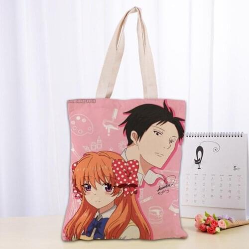 Anime Gekkan Shoujo Nozaki-kun Tote Bag Cotton Cloth Shoulder Shopper Bags for Women Eco Foldable Reusable Shopping Bags 0719