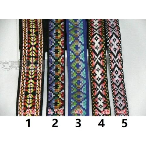 2cm 20mm 7/8' 3cm 30mm 1-1/4 Quality Blue Pink Orange Fine Grid Rhombus Gradient National Jacquard Ribbon Garment Woven Webbing
