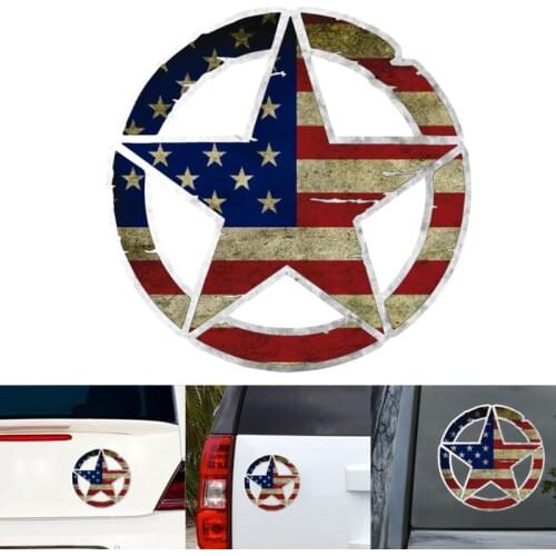 13CM*13CM Universal Reflective Star Military Die Cut Decal PET Car Sticker For indoor or outdoor application weather-resistant l