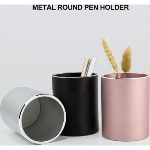High Quality Black Metal Aluminum Pen Stand Pencil Stationery Holder Desk Organizer Stand For Pens Office Storage Accessories