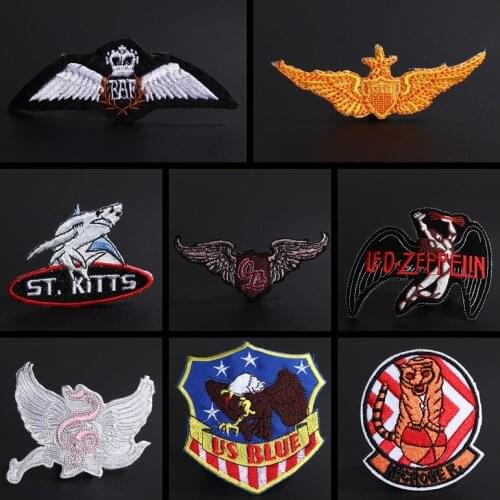 Gold Wings Embroidered Patches Eagle Stripes Hole Patches Accessories Decorate Badge Denim Coat Jeans Ironed On Clothes