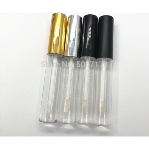 10pcs 10ml Round Makeup Liquid Empty Lipstick Lip Gloss Tubes Transparent Cosmetic Packaging Container White/Black/Gold/Silver