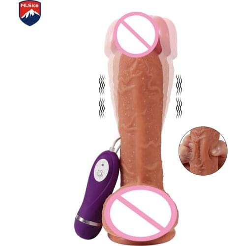MLSice 10 Speed Long Vibrating Dildo Vibrator Realistic Silicon Dildo G Spot Stimulator Penis with Suction Cup Sex Toy for Women