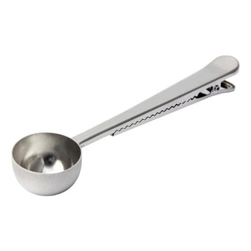 100pcs/lot Multifunction Stainless Steel Tea Coffee Measuring Scoop Spoon With Clip Coffee Scoop Kitchen Ware Bar Supplies