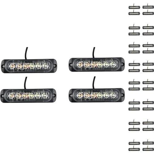 12-24V Highlight Single Row 6LED Truck Warning Light Motorcycle Modified Flashing Light Strobe Light 4Pcs