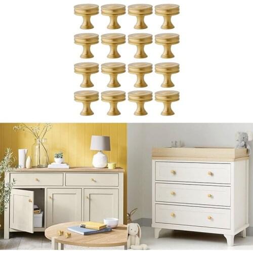 16PCS Drawer Pulls Brass Gold Knobs for Cabinets for Kitchen Cupboard Bedroom Furniture Door Dressing (with Screws)