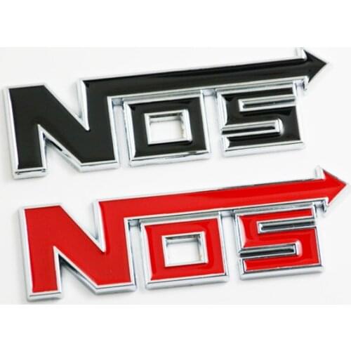 1X 3D Metal Black Red NOS Car Stickers badge emblem car logo Car Rear Trunk styling auto accessories For NOS Mercedes BMW