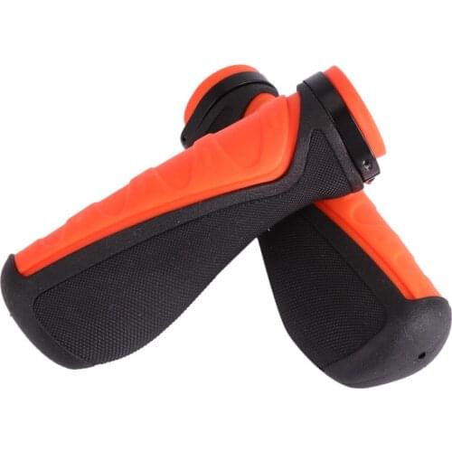 2pcs Comfortable MTB Handlebar Grips Rubber Anti-slip Bike Handlebar Cover Bicycle Hand Grips (Black and Orange)