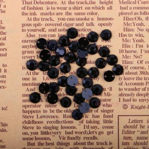 4mm 5mm 6mm 200pcs/pack Round Shape Sew On Rhinestone Black Color Acrylic Beads Flat Back 2 Holes Sew-On Stone