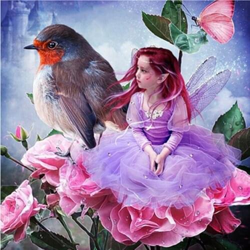 5D DIY Diamond Embroidery Portrait Diamond Painting Cross Stitch Angel Full Square Rhinestone Bird Mosaic Home Decoration