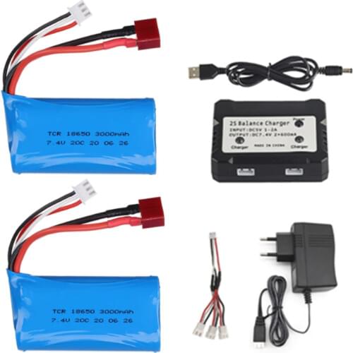 7.4V 3000mAh lipo Battery for Q46 Wltoys 10428 12428 12423 RC Car Spare Parts 18650 Battery For Wltoys 144001 A959-B A969-B