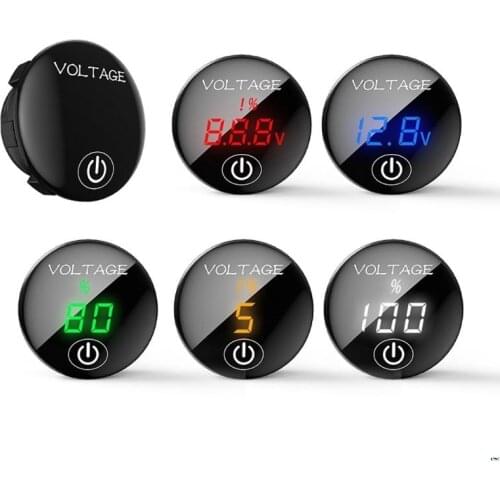 Car Motorcycle DC 5V-48V LED Panel Digital Voltage Meter Battery Capacity Display Voltmeter with Touch ON OFF Switch