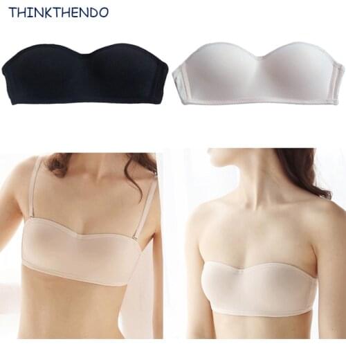 Womens Push Up Strapless Bra Padded Wirefree Convertible Multiway Invisible Bandeau Bralette 1/2 Cup Underwear Brassiere