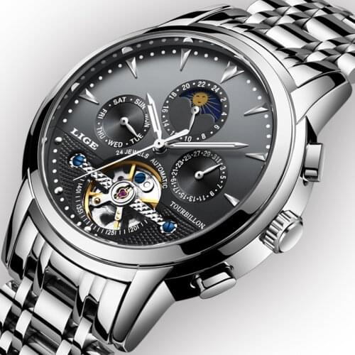 Top Luxury Brand LIGE 2019 New Mens Automatic Mechanical Watch Men Full Steel Business Waterproof Sport Watch Relogio Masculino