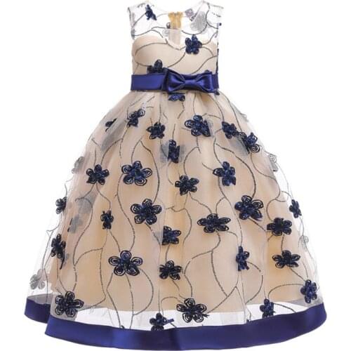 Kids Girls Flower Dresses baby embroidery Princess Dress For Formal Evening 3-12 Years old Girls Weeding Party children Clothing