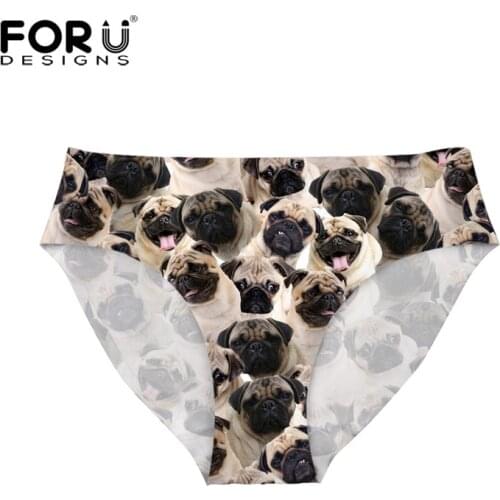 FORUDESIGNS Women Sexy Seamless Panties Stylish Pug Dog Puzzle Printing Underwear for Ladies Comfort Breath Bragas Culotte Femme