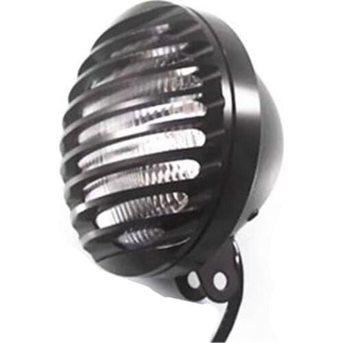 Grill Retro Vintage Motorcycle Black Bottom Mount Headlight For Harley Honda Suzuki Cafe Racer Bobber Chopper Classic Metri Bike