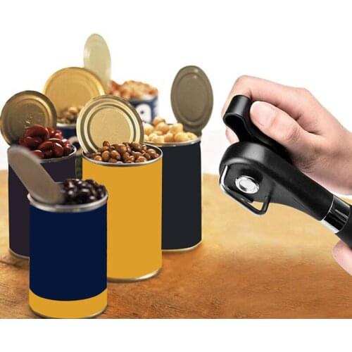 Hot Can Opener Smooth Edge Manual Can Opener Handheld No Sharp Edges with Soft Grips Stainless Steel Cutting