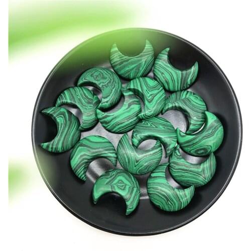 1PC Green Malachite Moon Crystal Gemstone Crystal Shaped Meditation Healing Polished Decorative Stones and Minerals