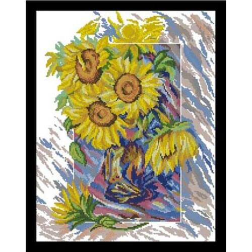Oil painting sunflower patterns Counted Cross Stitch 11CT 14CT 18CT DIY Chinese Cross Stitch Kits Embroidery Needlework Sets