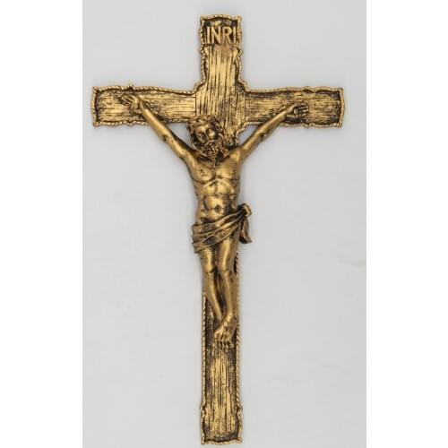 Catholic 8.5 Inch Resin Jesus Christ on INRI Cross Wall Crucifix Antique Finish Gold Silve Home Chapel Decoration Free shipment