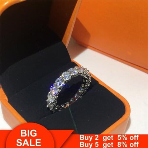 Eternity Band ring Real 925 Sterling silver 4mm AAAAA cz Engagement Wedding Rings for women men Wholesale Party Jewelry Gift