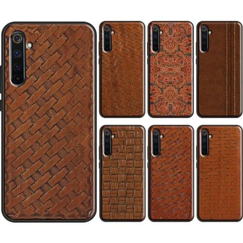 BROWN LEATHER HAND TOOLED WESTERN Case For OPPO Realme 8 Pro 6 7 Q3 Pro GT Neo C21 C11 C3 Cover For OnePlus 8T 8 9 Pro Nord