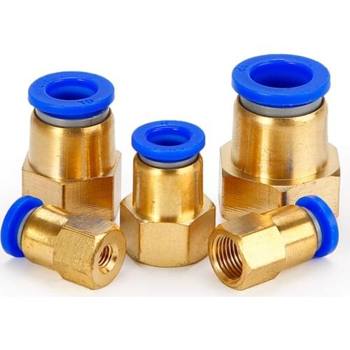PCF pneumatic component quick connector copper female thread straight tracheal quick plug 1/8" 3/8" 1/2" 1/4" 4 6 8 10 12mm