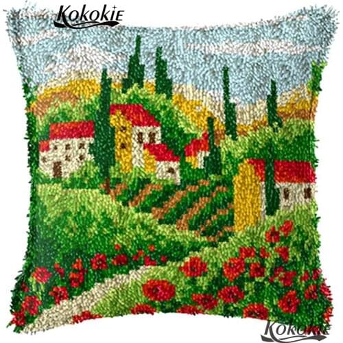Latch hook pillow handicraft Crocheting Rug yarn handmade 3d carpet cross stitch kit Cushion embroidery yarn home decoration