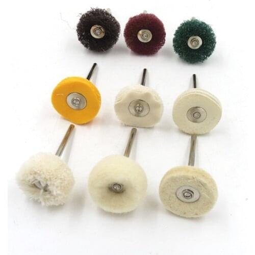 6Pcs Grinding Polishing Buffing Round Wheel 2.35/3mm shank Cotton Thread Polishing mini Brush for Dremel Rotary Tool Accessories