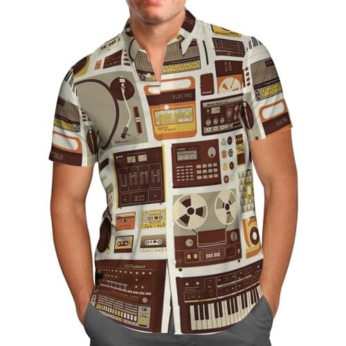 Rock Music 3D Beach Hawaiian 2021 Summer Men Shirt Short Sleeve Shirt Retro Streetwear Oversized 5XL Camisa Social Chemise Homme