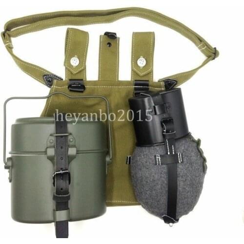 WWII WW2 GERMANY ARMY KITS CANTEEN/STRAP MESS TIN CANVAS BAG POUCH KETTLE SET OUTDOOR MILITARY WW2 EQUIPMENT WAR REENACTMENTS