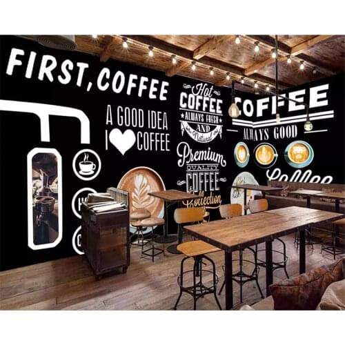 Beibehang Custom wallpaper 3D photo mural Europe and the United States blackboard hand-painted coffee shop background wall paper