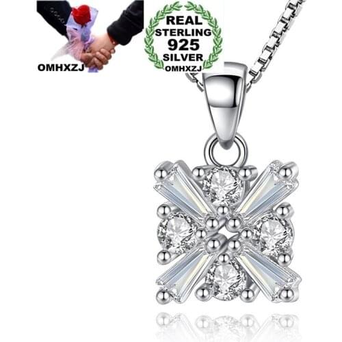OMHXZJ Wholesale European Fashion Woman Party Birthday Wedding Gift Magic Square Zircon S925 Sterling Silver Pendant Charm PE189