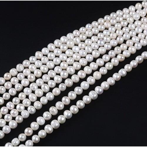 Wholesale 9-10mm Potato Shape Natural White Round Freshwater Pearl Beads For DIY Jewelry