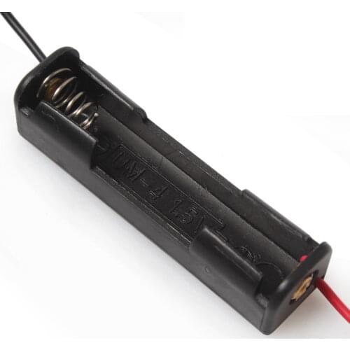 Wholesale 100PCS/lot Single Slot 1 x 1.5V AAA Battery Case Holder Case Black With Cable Lead For Soldering Connecting