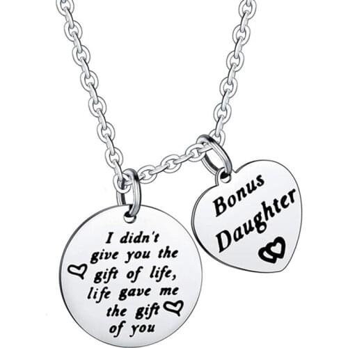 Daughter in Law Necklace Stepdaughter Gifts I Didn't Give You The Gift of Life Life Gave Me The Gift of You Bonus Daughter Gifts