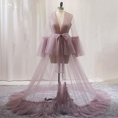 LZY022 Real Picture Women Maternity Dress See Through Maternity Robe Sheer Long Pregnant Gowns Photo Shoot Custom Made