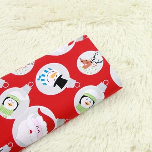 Half Meter 100% Cotton Poplin Fabric Christmas Snow Man Print Handmade DIY Garment Dress Cloth 100% Cotton T480