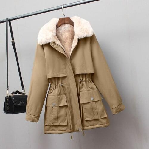 Plus size 4XL Female Parkas Autumn Winter Plus velvet Thicken Women Jacket Casual Loose Cotton Coat Tooling Student Warm Outwear