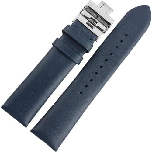 20mm 22mm 1pcs New Mens Black Genuine Leather Watch Band Straps Stainless Steel Butterfly Buckle AR4629 AR2433 AR2447 AR0385