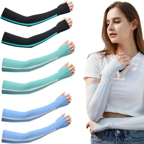 2021 New 2pcs Sport Cycling Arm Sleeves Volleyball Running Golf Sun Elbow Sleeve Sunscreen Cuff Cycling Arm Covers Gloves