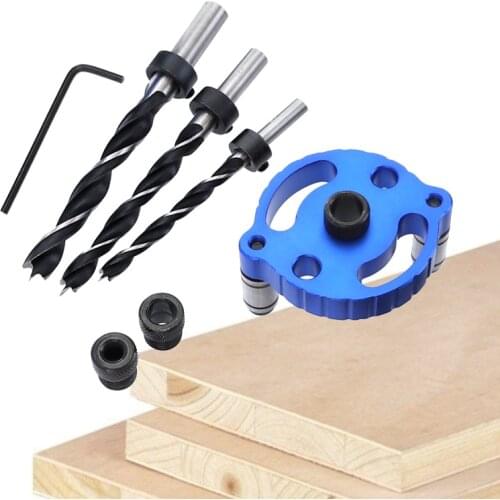 Self-centering Pocket Hole Jig Replaceable 6/8/10mm Drill Guide Vertical Dowelling Jig for Woodworking Tools