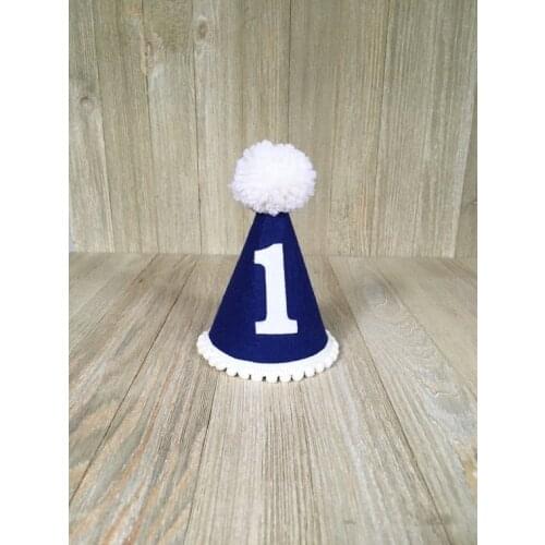 Boys First Birthday Hat 1st Birthday Hat Blue and White Mini Party Hat For Boy Kids Photo Shot Newborn Birthday