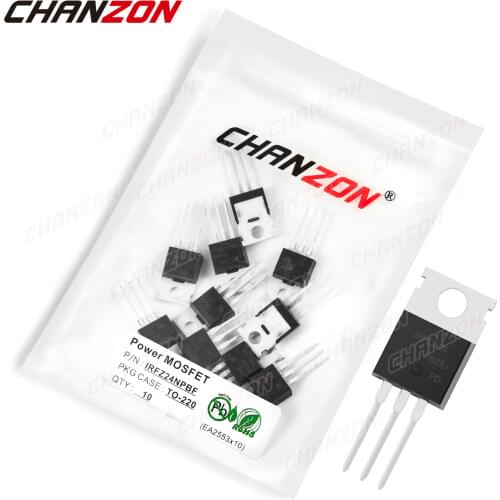 10Pcs IRFZ24NPBF TO-220 Power SIC Mosfet Transistor Bipolar Junction BJT Powerful Triode Tube Fets 17A 55V Integrated Circuits