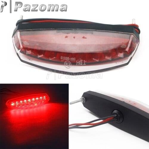 E-Mark Red Motorcycle Taillight LED Brake Lamp Tail Light License Plate Lamp for Honda Yamaha Suzuki Kawasaki BMW ATV Dirt Bikes